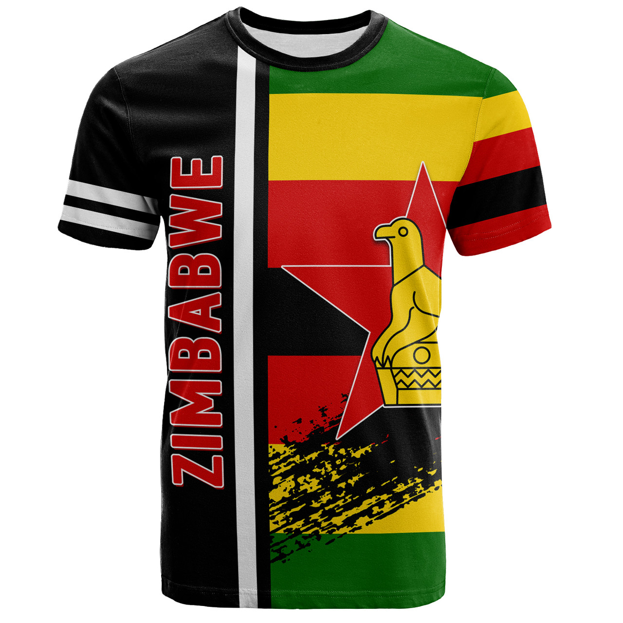 Zimbabwe T-Shirt - Coat Of Arms Flag Style