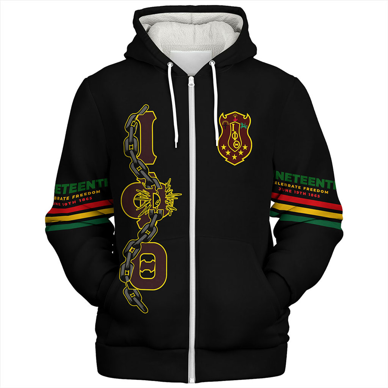 Iota Phi Theta Sherpa Hoodie Juneteenth Chain Freedom Day