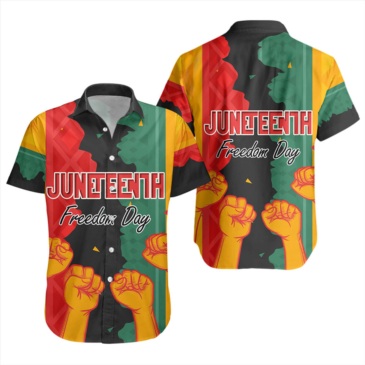 Juneteenth Short Sleeve Shirt - Freedom Day Powers Hand