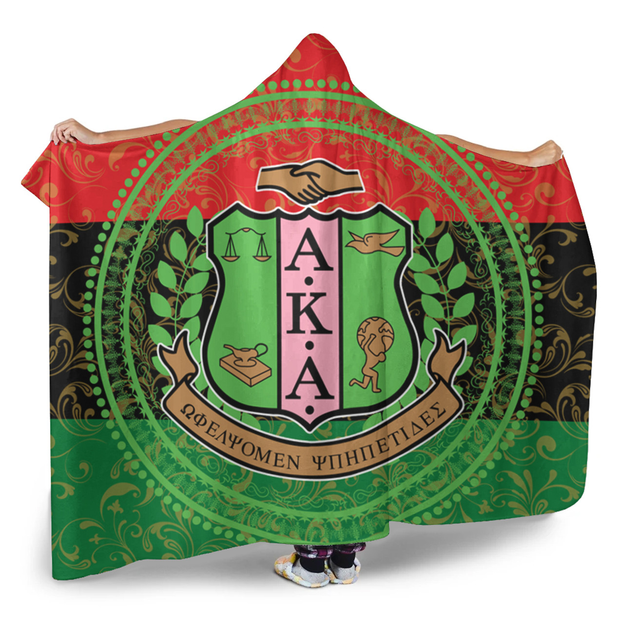 Alpha Kappa Alpha Hooded Blanket Pan Africa Sorority