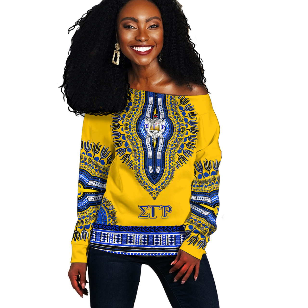 Sigma Gamma Rho Off Shoulder Sweatshirt Dashiki Africa