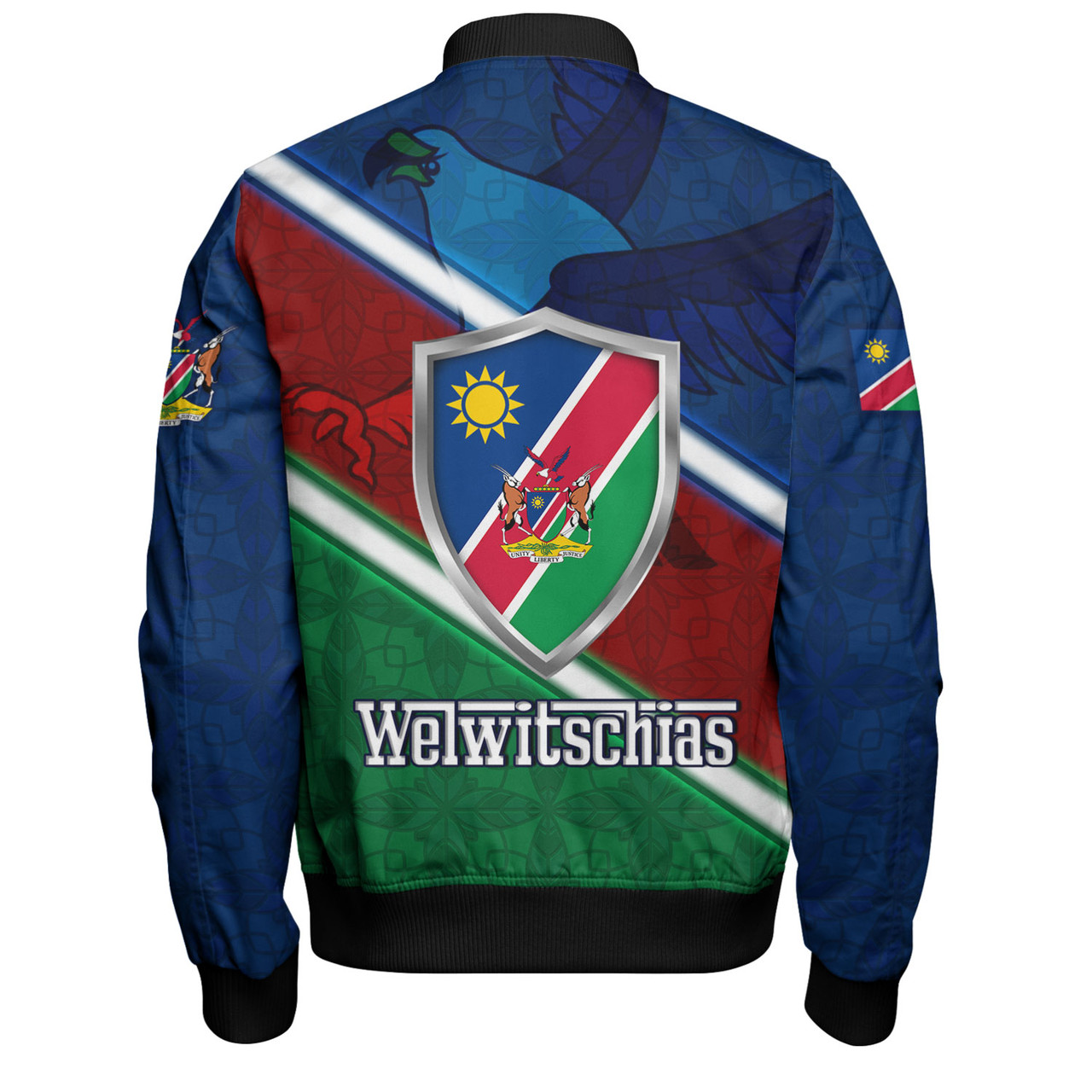 Namibia Bomber Jacket African Fish Eagle Mascot With Flag Color Style