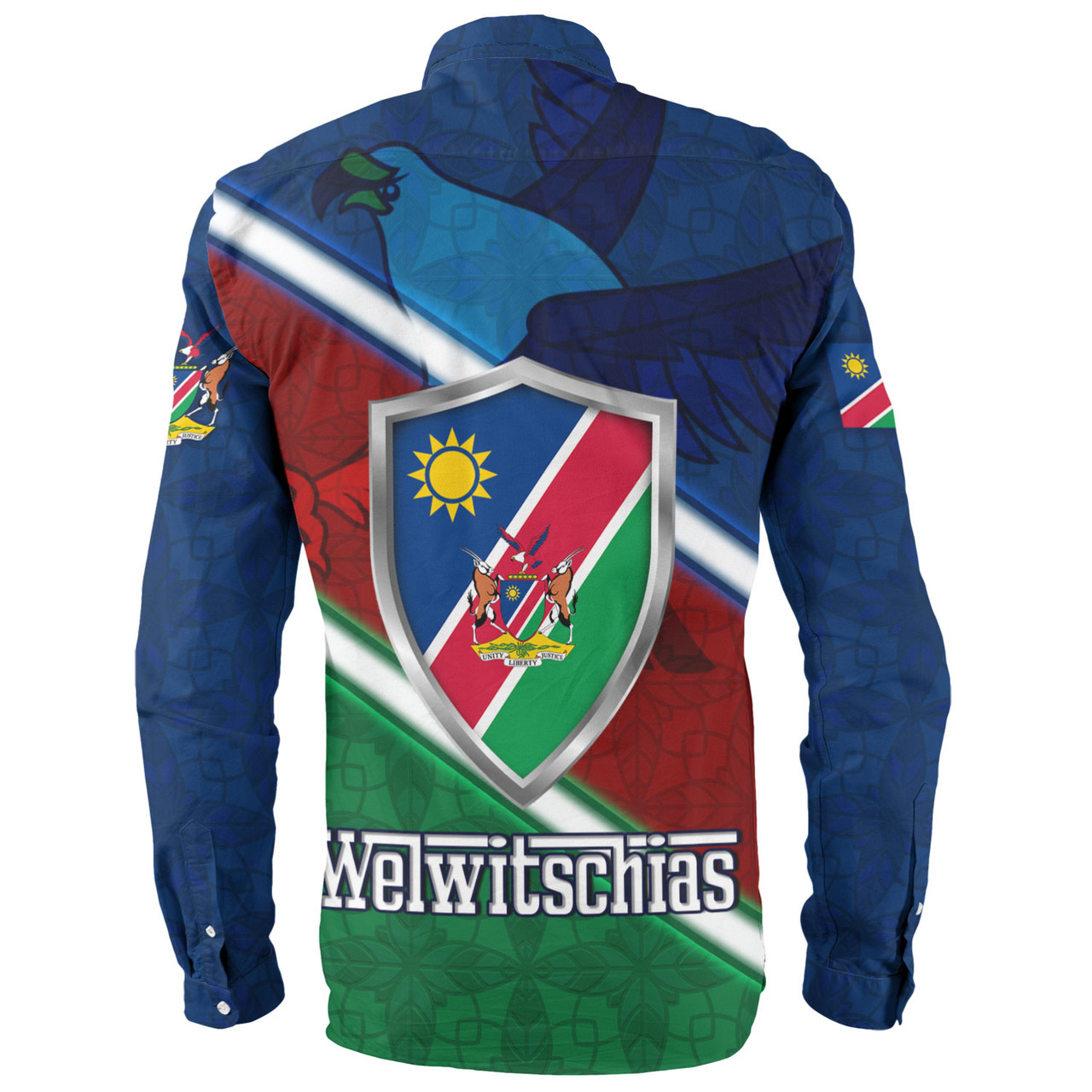 Namibia Long Sleeve Shirt African Fish Eagle Mascot With Flag Color Style