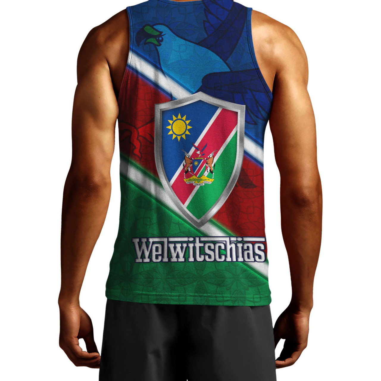Namibia Tank Top African Fish Eagle Mascot With Flag Color Style