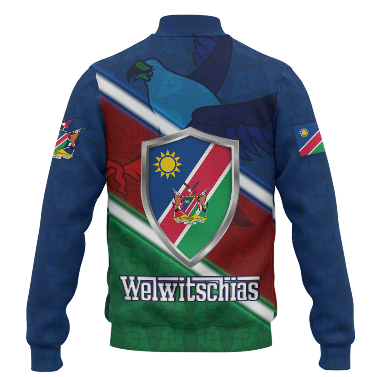 Namibia Baseball Jacket African Fish Eagle Mascot With Flag Color Style