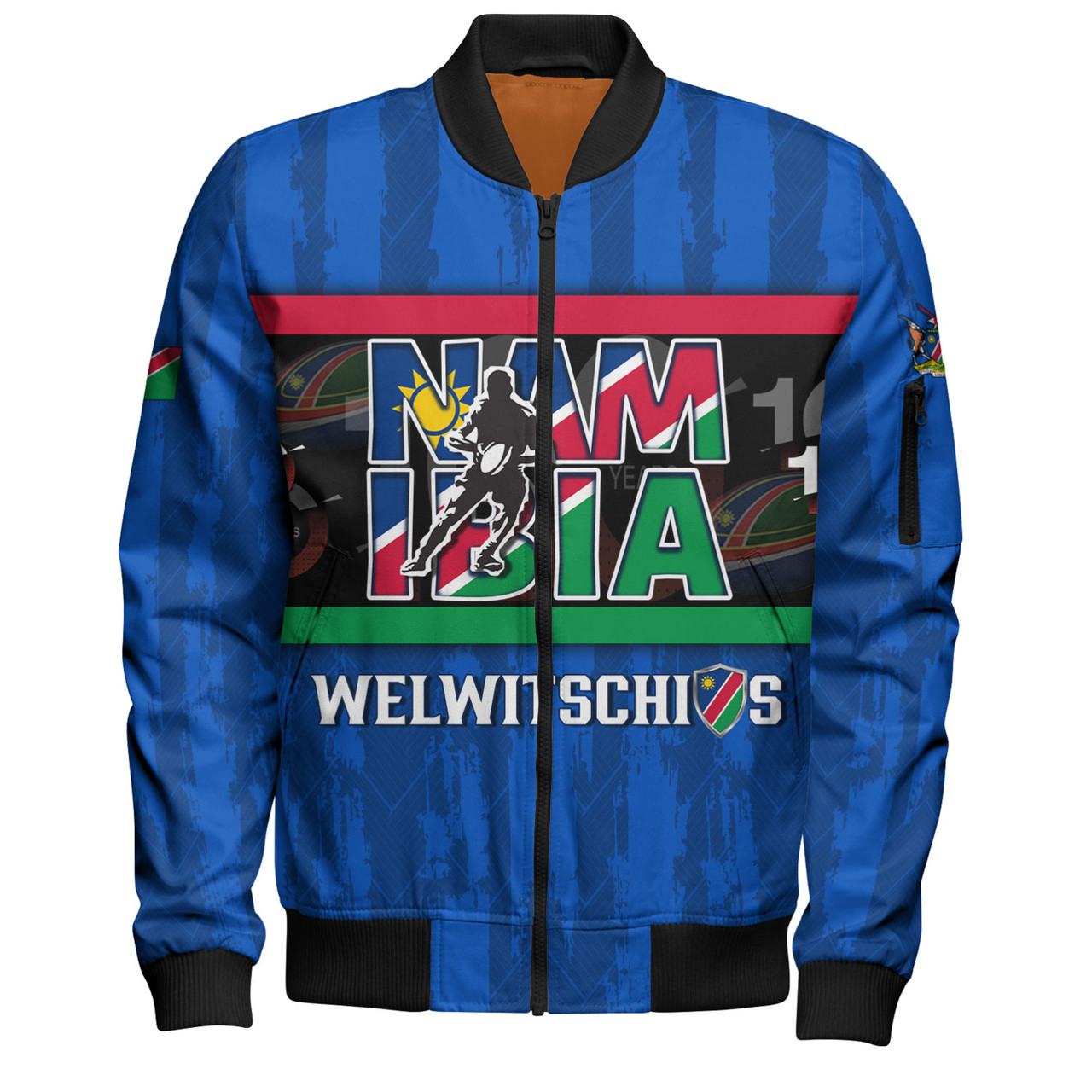 Namibia Custom Personalised Bomber Jacket Welwitschias Rugby Ball 100th Anniversary Rugby