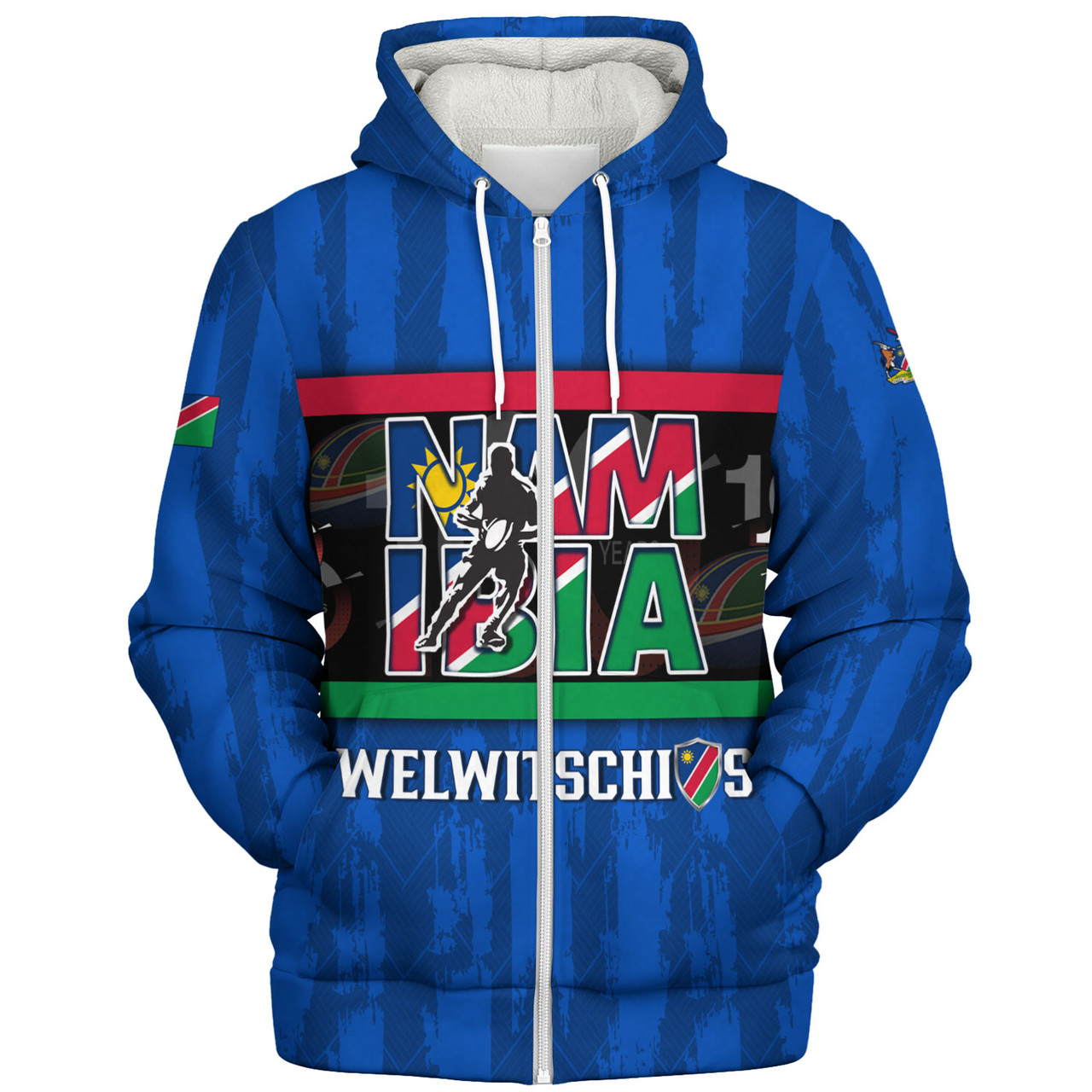 Namibia Sherpa Hoodie Welwitschias Rugby Ball 100th Anniversary Rugby