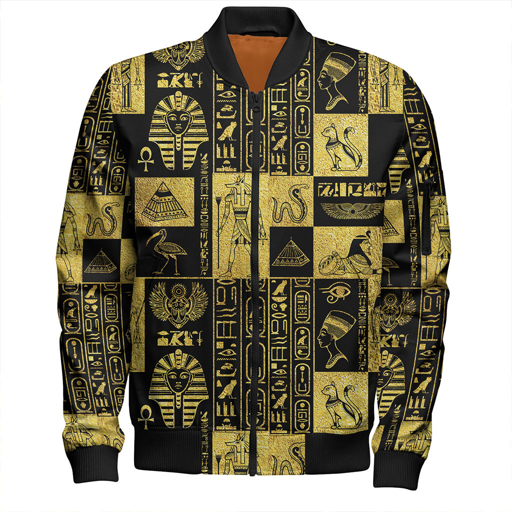 Egypt Zipper Bomber Jacket Symbols Gold