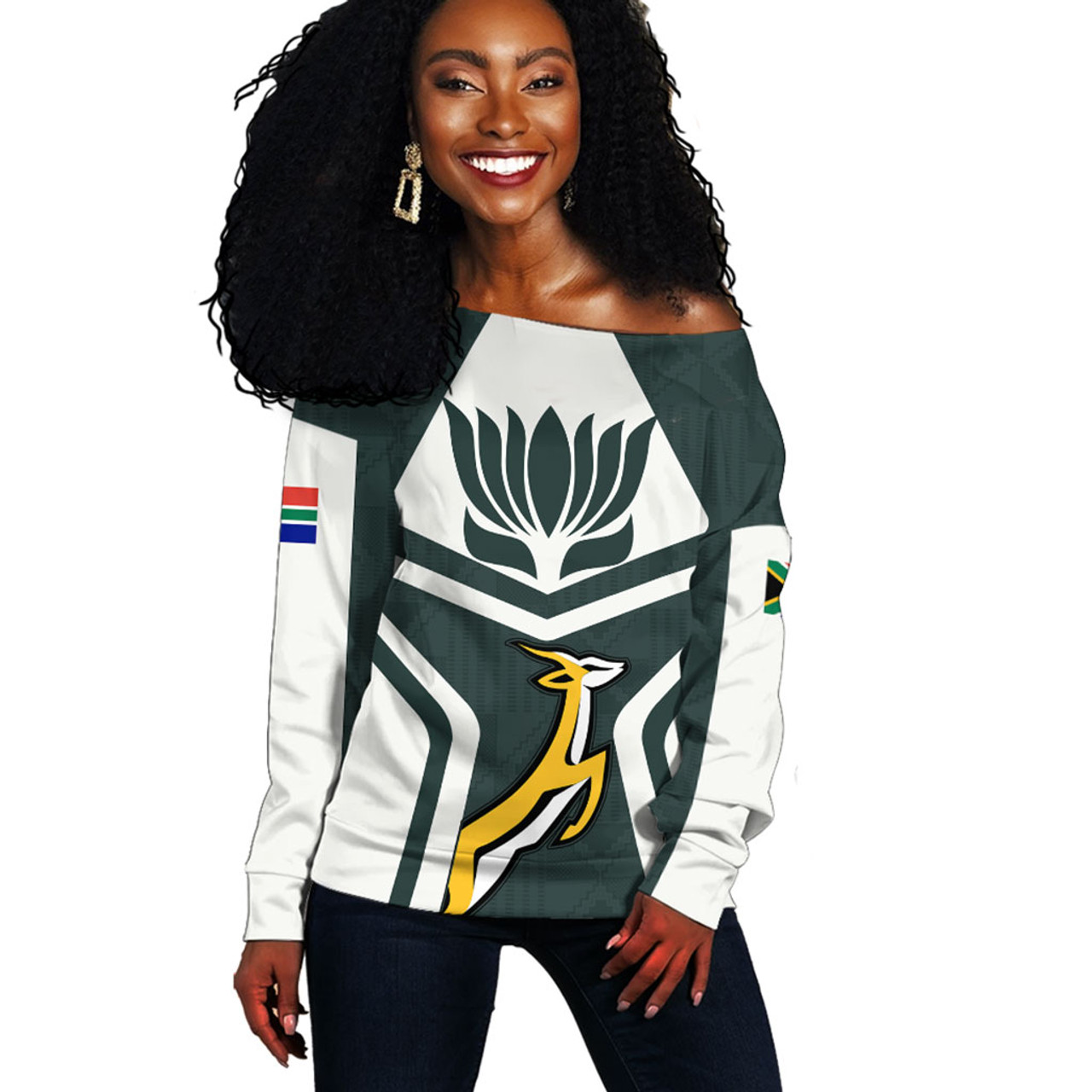 South Africa Off Shoulder Sweatshirt Africa Pattern