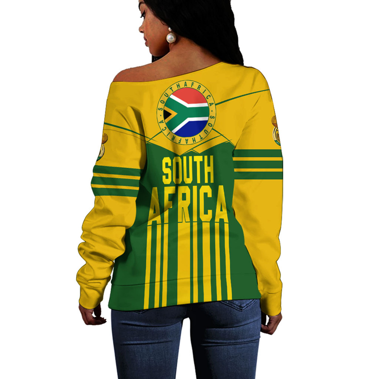 South Africa Off Shoulder Sweatshirt Sport Springbok