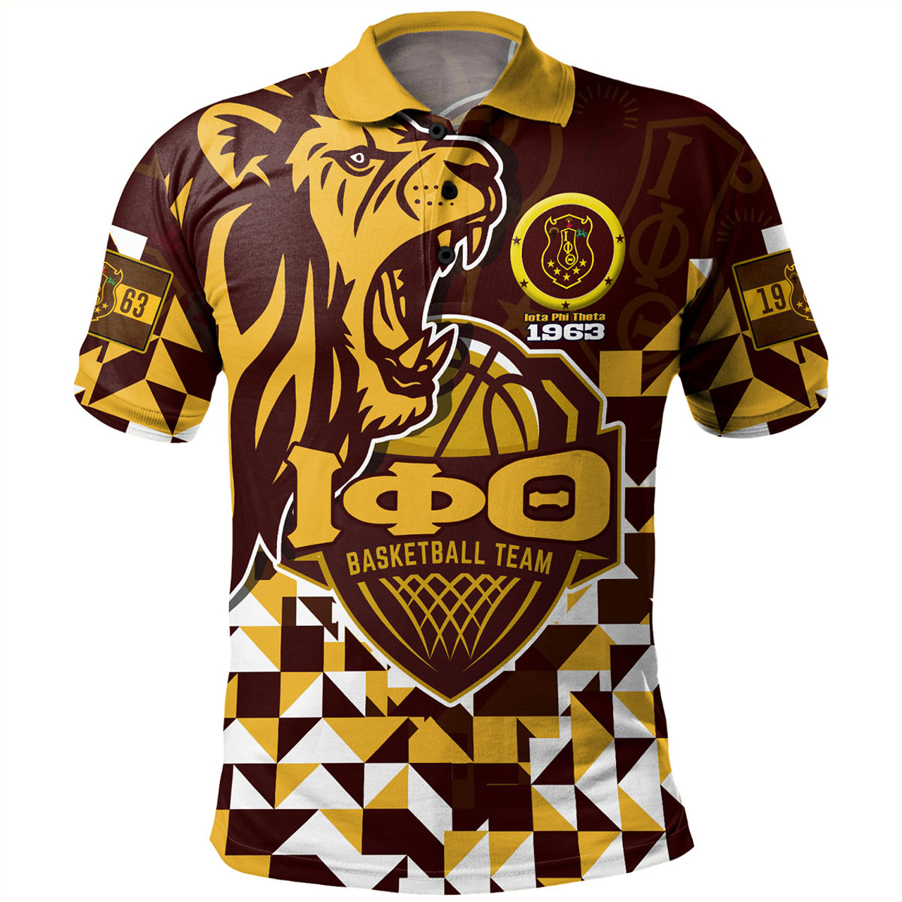 Iota Phi Theta Polo Shirt Custom Iota Phi Theta Baseketball Lion Hexagon Jersey
