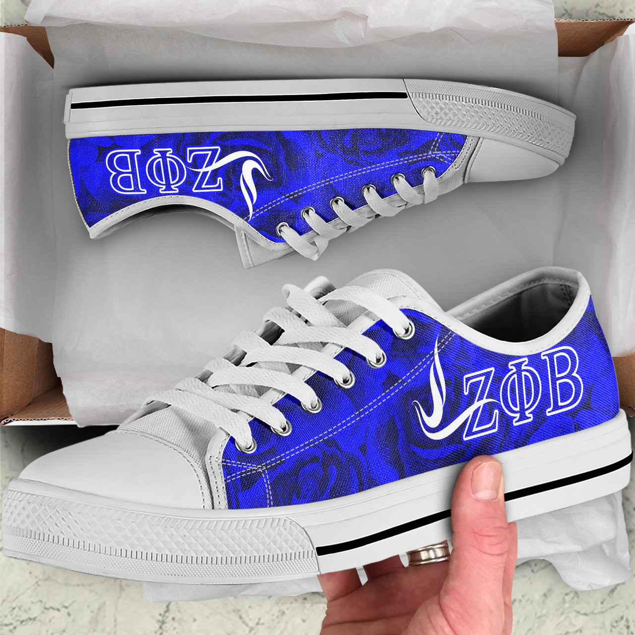 Zeta Phi Beta Low Top Shoes Rose Flower