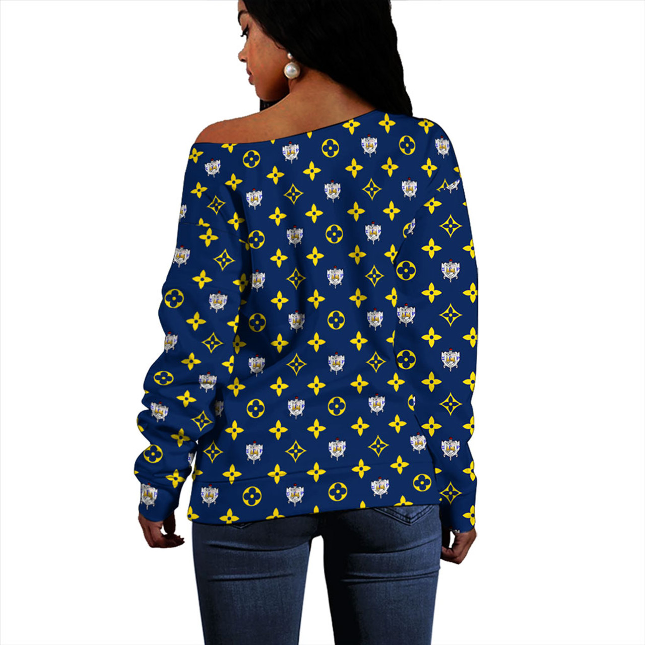 Sigma Gamma Rho Off Shoulder Sweatshirt LouisV Pattern