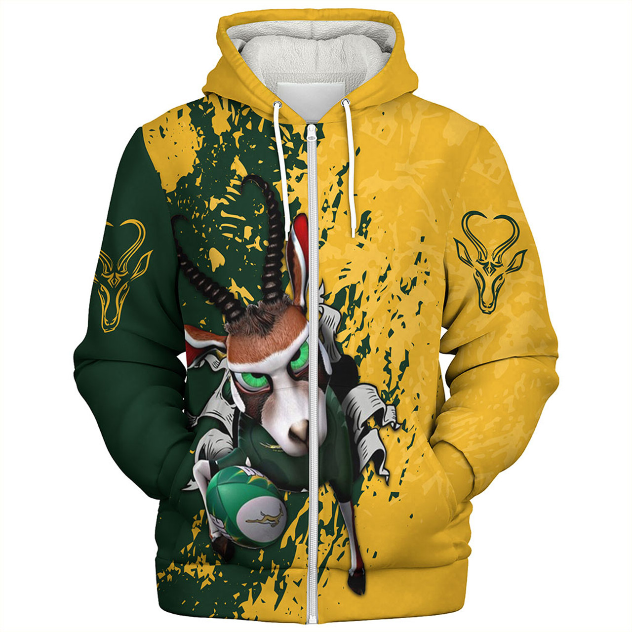 South Africa Sherpa Hoodie Springbuks Mascots Style