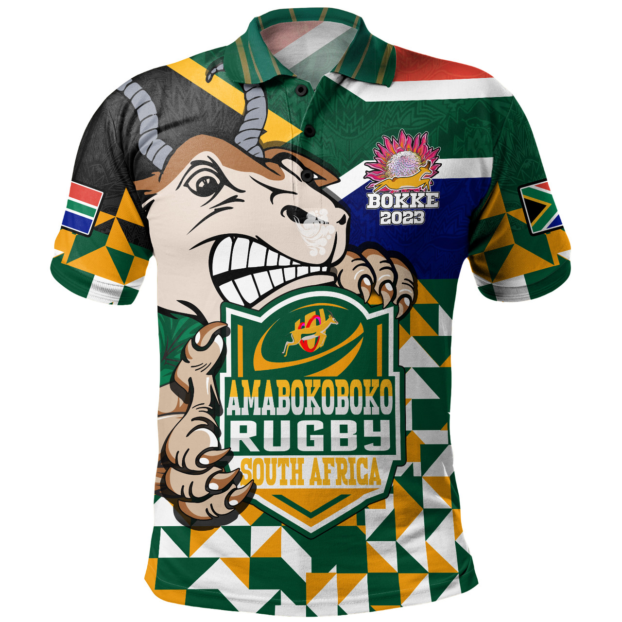 South Africa Polo Shirt Custom SA Rugby Springboks Pride 2023 Hexagon Jersey