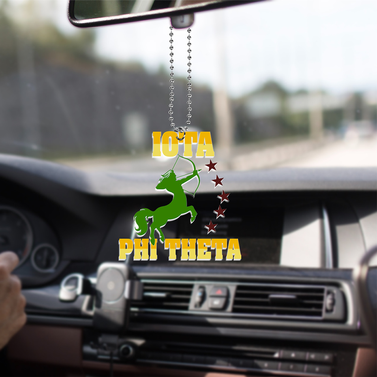 Iota Phi Theta Letter Style Car Hanging Ornament