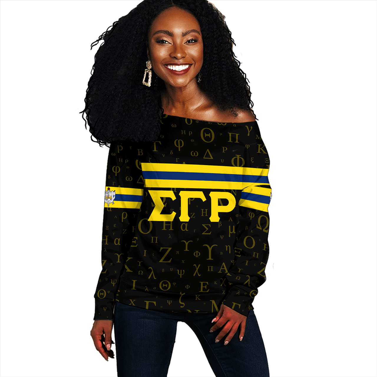 Sigma Gamma Rho Off Shoulder Sweatshirt Alphabet Style