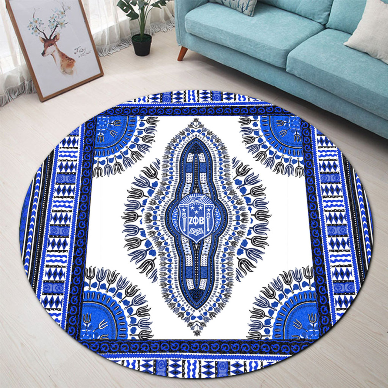 Zeta Phi Beta Round Rug Dashiki