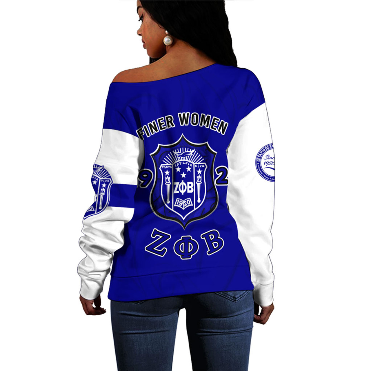 Zeta Phi Beta Off Shoulder Sweatshirt Motto