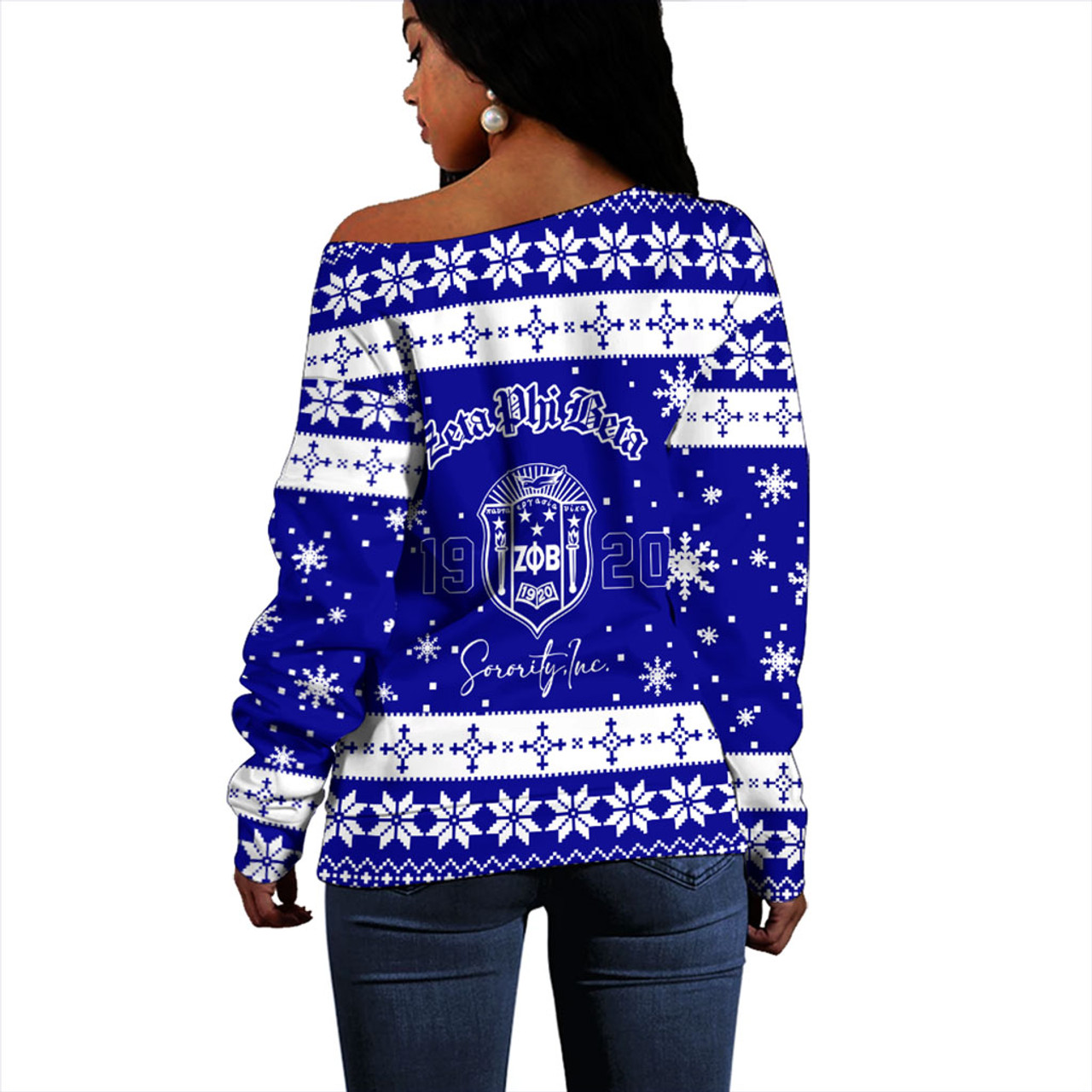 Zeta Phi Beta Off Shoulder Sweatshirt Sorority Christmas