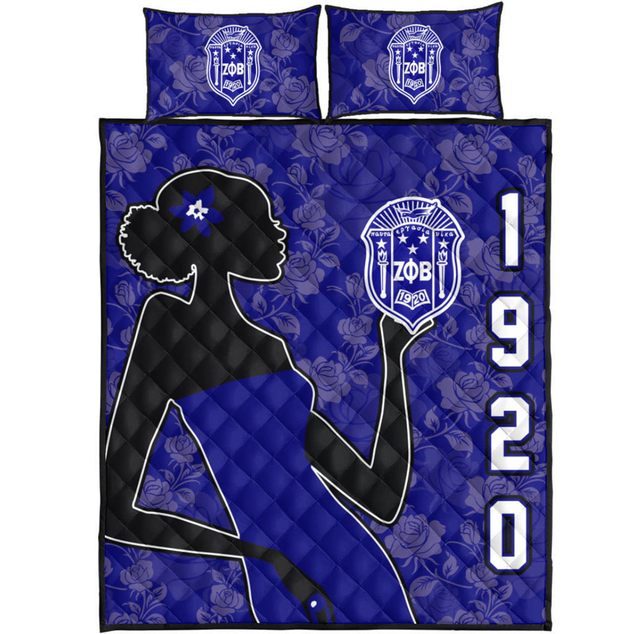 Zeta Phi Beta Quilt Bed Set Girl Rose