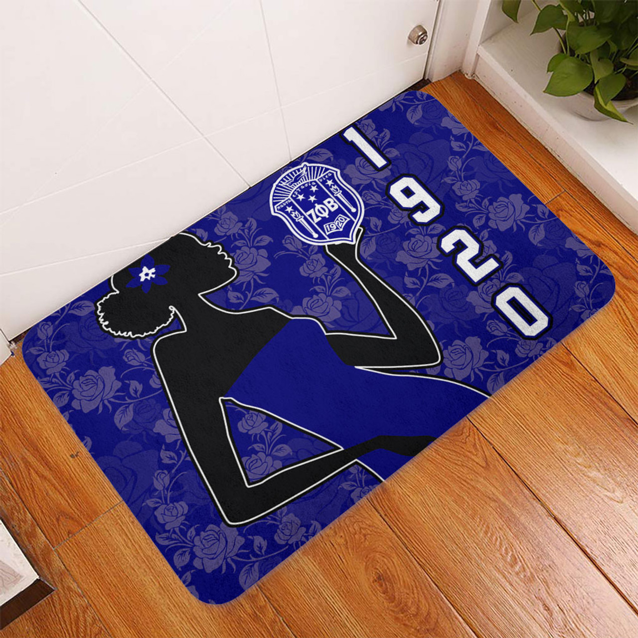 Zeta Phi Beta Door Mat Girl Rose