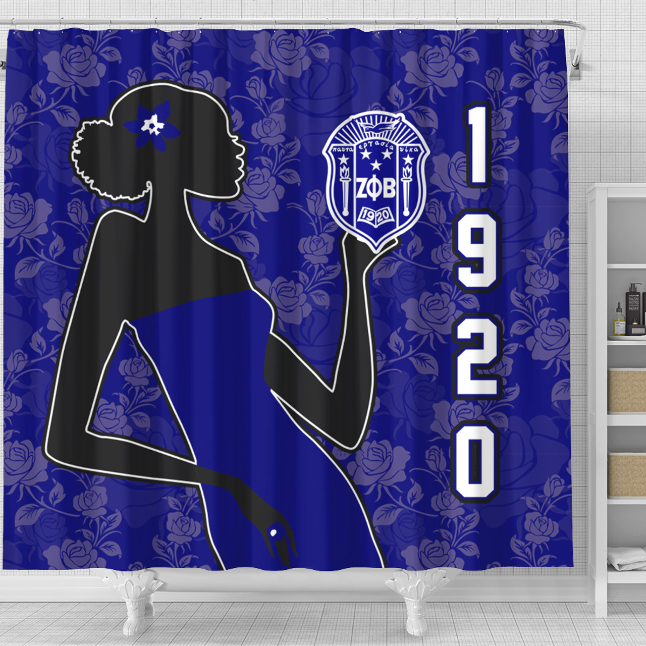 Zeta Phi Beta Shower Curtain Girl Rose