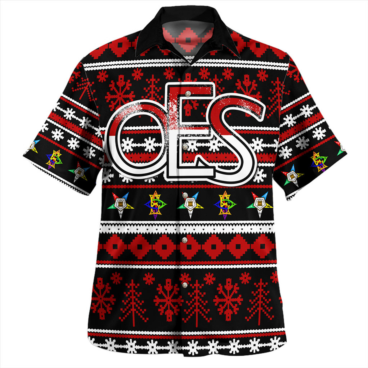 Order of the Eastern Star Hawaiian Shirt Christmas Style Grunge