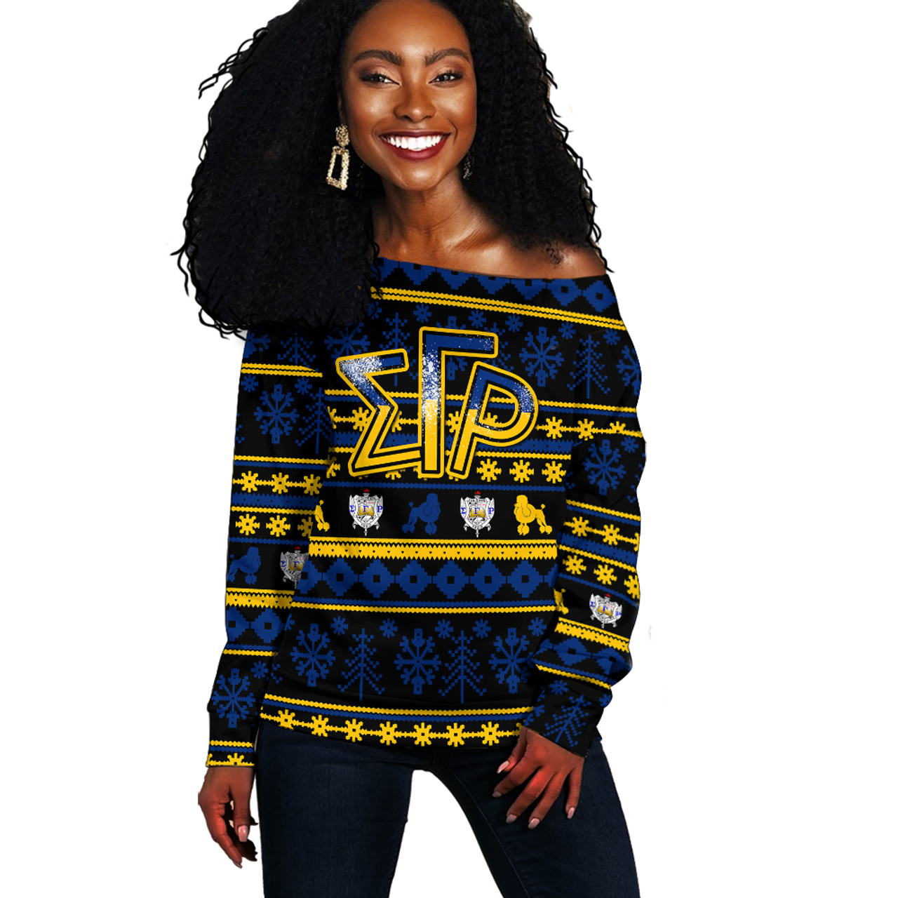 Sigma Gamma Rho Off Shoulder Sweatshirt Christmas Style Grunge