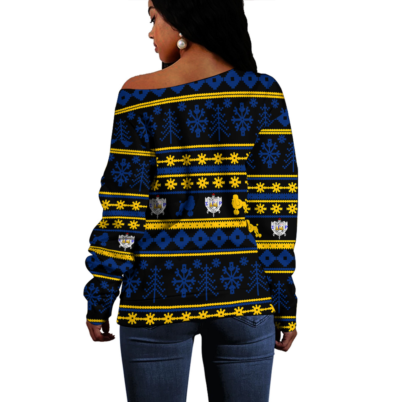 Sigma Gamma Rho Off Shoulder Sweatshirt Christmas Style Grunge