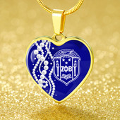 Zeta Phi Beta Necklace Heart Pearls Style