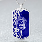 Zeta Phi Beta Military Dog Tag Necklace Pearl Style