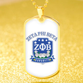 Zeta Phi Beta Military Dog Tag Necklace Rose