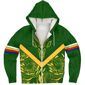 South Africa Sherpa Hoodie Pattern Protea Flower