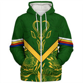 South Africa Sherpa Hoodie Pattern Protea Flower