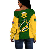 South Africa Off Shoulder Sweatshirt Rugby Protea Flower