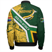 South Africa Zipper Bomber Jacket Bokke Flag Gunge Background