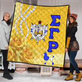 Sigma Gamma Rho Premium Quilt Rose Yellow Pearls Design