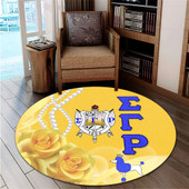 Sigma Gamma Rho Round Rug Rose Yellow Pearls Design