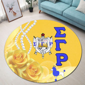 Sigma Gamma Rho Round Rug Rose Yellow Pearls Design