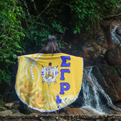 Sigma Gamma Rho Beach Blanket Rose Yellow Pearls Design