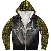 Egyptian Sherpa Hoodie Anubis In Black