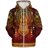 Egyptian Sherpa Hoodie Anubis Pattern In Red