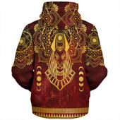 Egyptian Sherpa Hoodie Anubis Pattern In Red