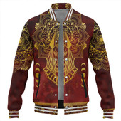 Egyptian Baseball Jacket Anubis Pattern In Red