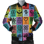 Adinkra Bomber Jacket Multi Color Adinkra Symbols