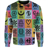Adinkra Sweatshirt Multi Color Adinkra Symbols