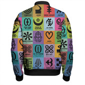 Adinkra Zipper Bomber Jackets Multi Color Adinkra Symbols