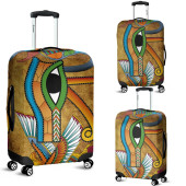 Egyptian Luggage Cover - African Patterns Egyptian Hieroglyphics and Gods Self Knowledge Luggage Cover