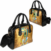 Egyptian Shoulder Handbag - African Patterns Egyptian Hieroglyphics and Gods Self Knowledge Shoulder Handbag
